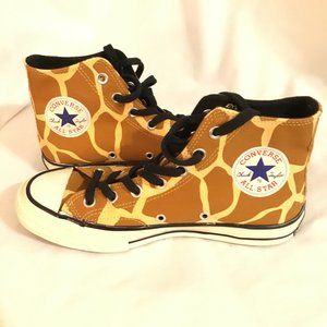 CHUCK TAYLOR’S HIGH-TOP GIRAFFE CONVERSE SNEAKERS-WOMEN’S SIZE 9/MEN’S SIZE 7